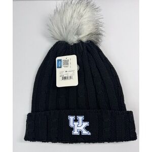 Logofit Women's Kentucky Wildcats Pom Pom Black Cable Knit Beanie Hat New